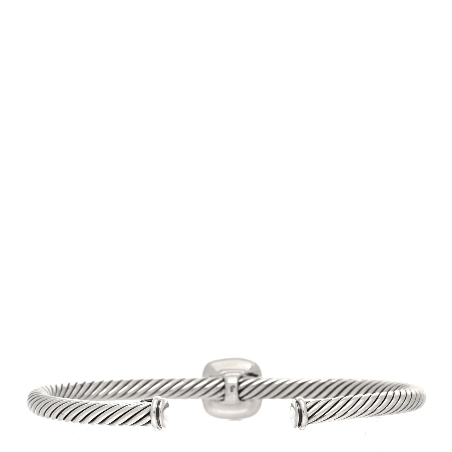 David Yurman Sterling Silver Diamond Morganite 4mm Noblesse Cable Bracelet 2 of 4