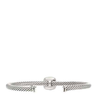 David Yurman Sterling Silver Diamond Morganite 4mm Noblesse Cable Bracelet 2 of 4