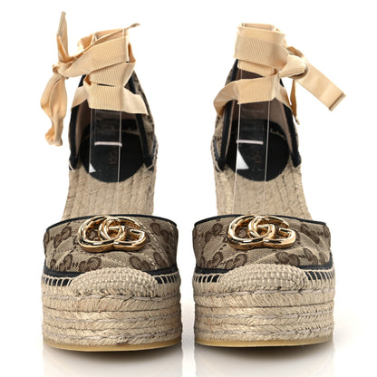 Gucci Monogram Matelasse GG Marmont Ankle Wrap Platform 35/120mm Espadrille Wedges 35 Beige Ebony Black Sand Storm 3 of 13