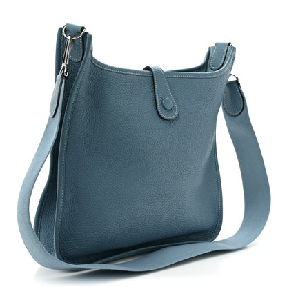Hermes Taurillon Clemence Evelyne PM Blue Jean 3 of 10