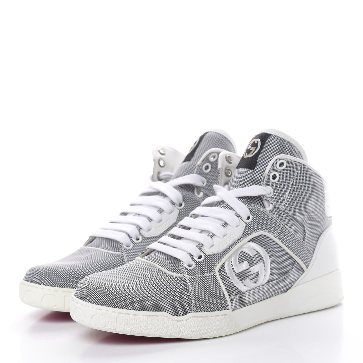 Baling Fabric Nappa Moorea Interlocking G Mens High Top Sneakers 6 Great White White