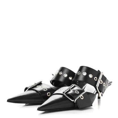 Balenciaga Shiny Kidskin Belt 40mm Mules 37 Black 3 of 9