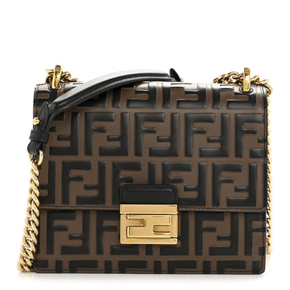 Fendi Vitello Liberty Bi-Color FF 1974 Embossed Small Kan U Shoulder Bag Maya Black 1 of 12