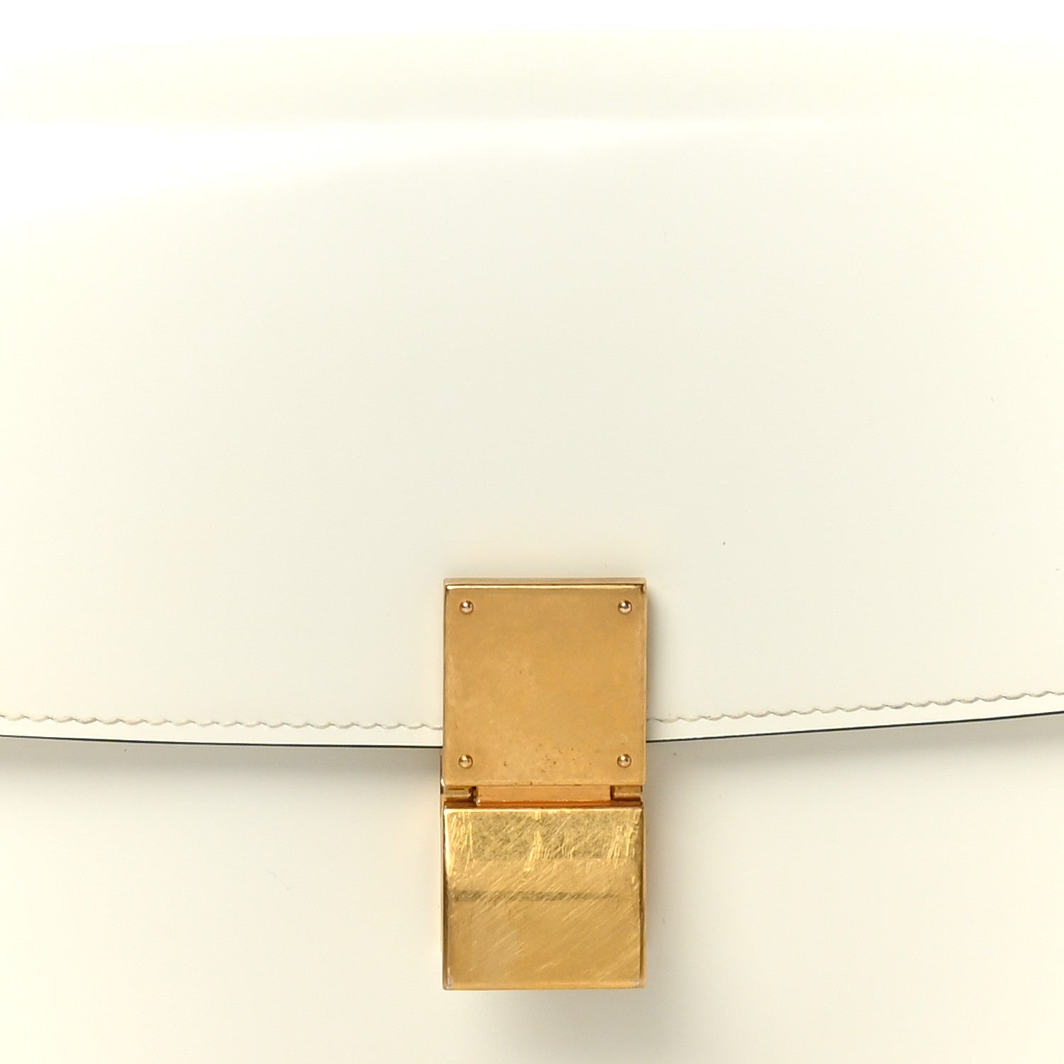 Celine Spazzolato Calfskin Medium Classic Box Bag White 1679589