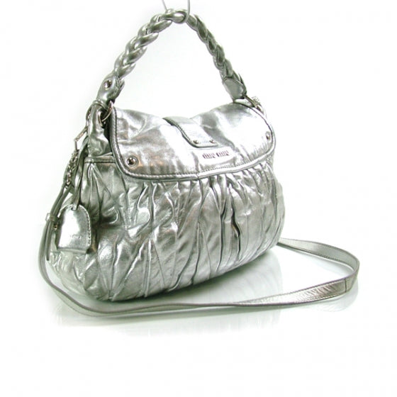Miu Miu Leather Matelasse Coffer Silver 3 of 10