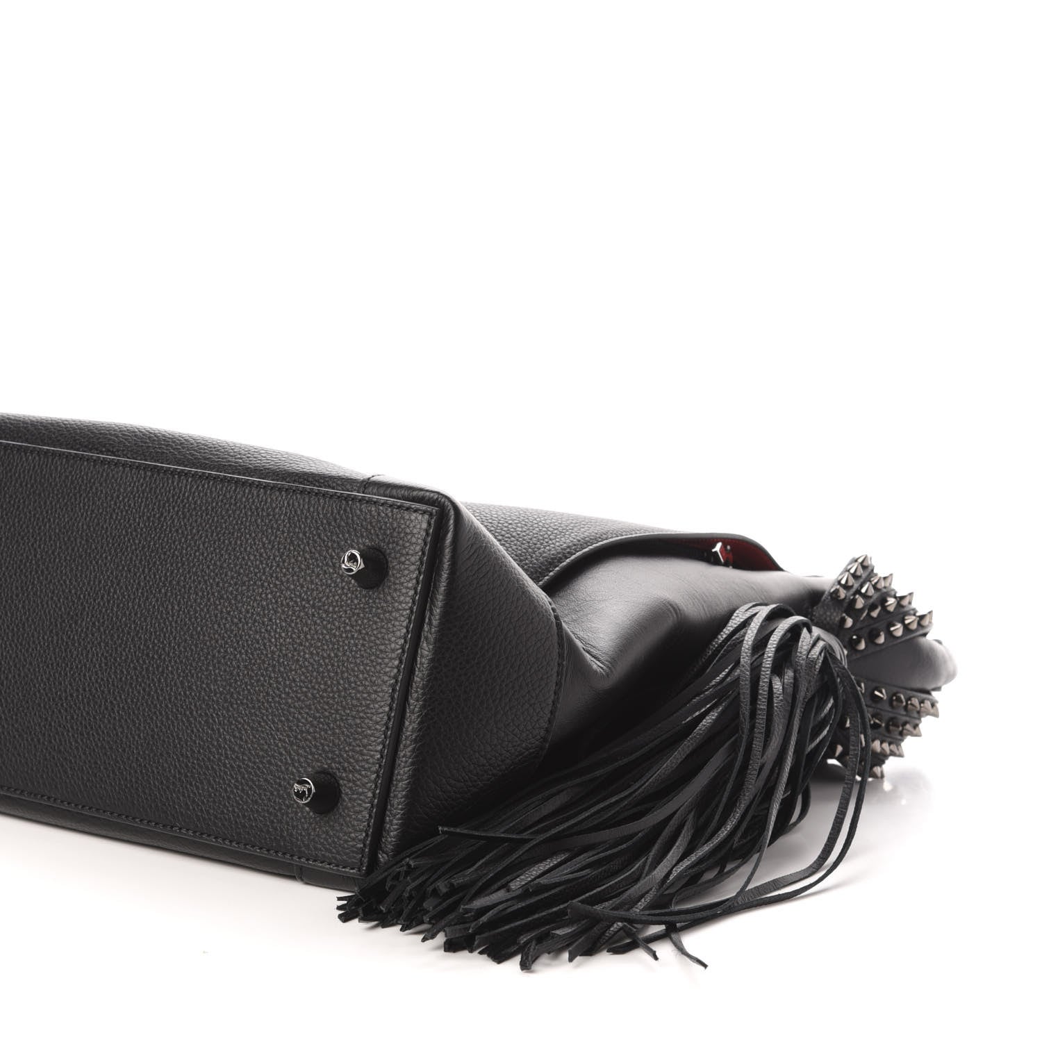 Christian Louboutin Empire Calf Spikes Fringe Eloise Hobo Black 9 of 10