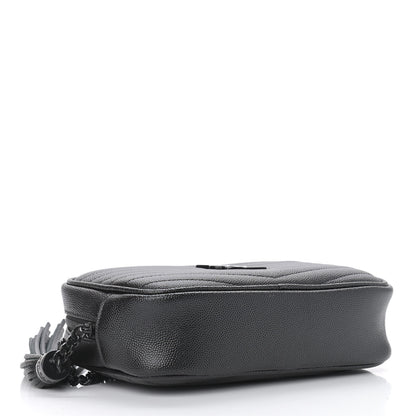 Saint Laurent Grain De Poudre Matelasse Monogram Mini Lou Camera Bag Black 3 of 9