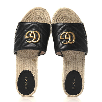 Gucci Nappa Matelasse GG Marmont Platform Espadrille Slide Sandals 36 Black 2 of 9