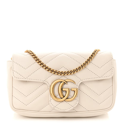 Gucci Calfskin Matelasse Super Mini GG Marmont Shoulder Bag White 1 of 10