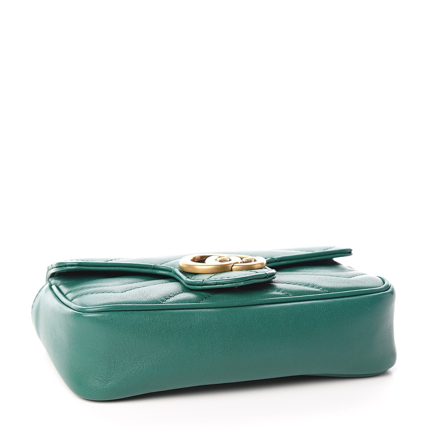 Gucci Calfskin Matelasse Super Mini GG Marmont Shoulder Bag Emerald Green 4 of 11