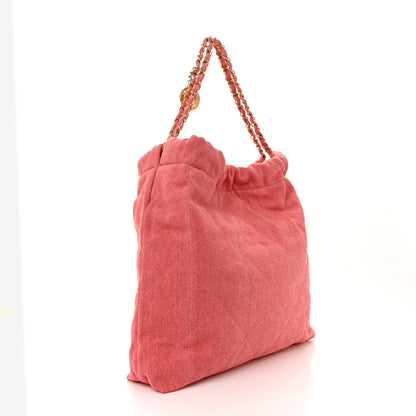 Chanel Washed Denim Quilted Chanel 22 Red 4 of 11