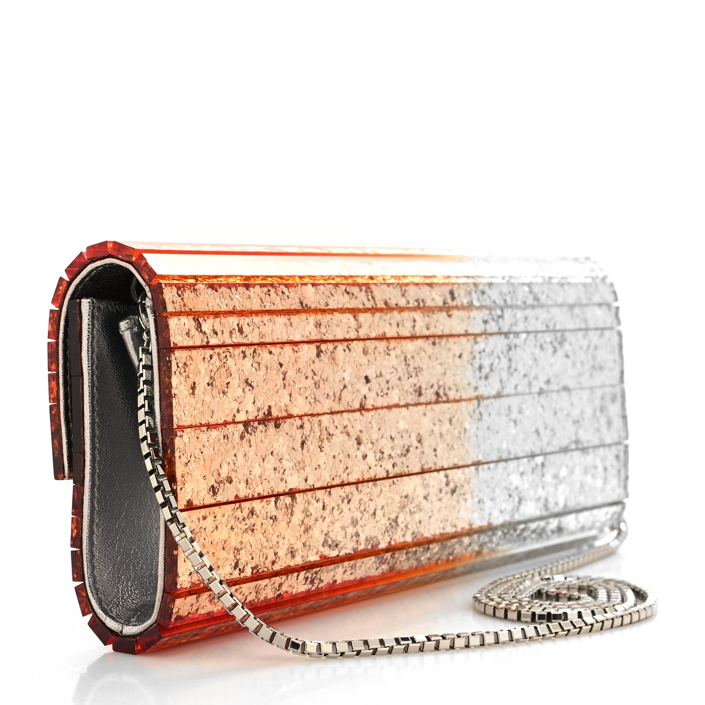 Acrylic Glitter Sweetie Clutch Copper Silver