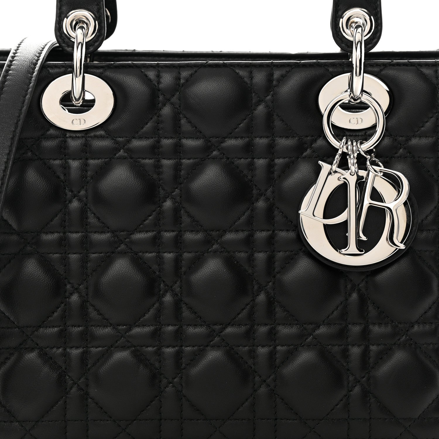 Christian Dior Lambskin Cannage Medium Lady Dior Black 8 of 14
