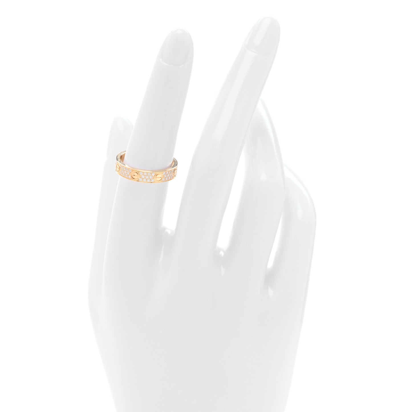 18K Yellow Gold Diamond 4mm LOVE Wedding Paved Band Ring 53 6.5