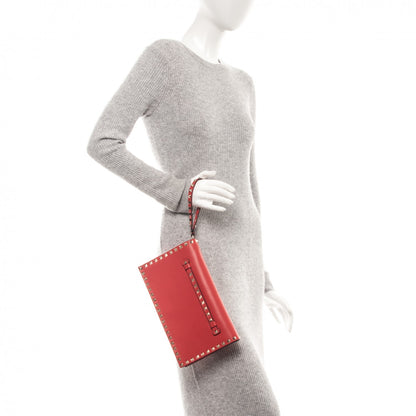 Valentino Garavani Nappa Rockstud Wristlet Clutch Deep Coral 2 of 6