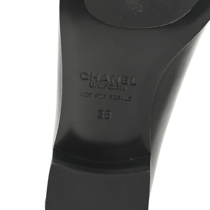 Chanel Calfskin Womens Stitched CC Loafers 38 Black 7 of 10