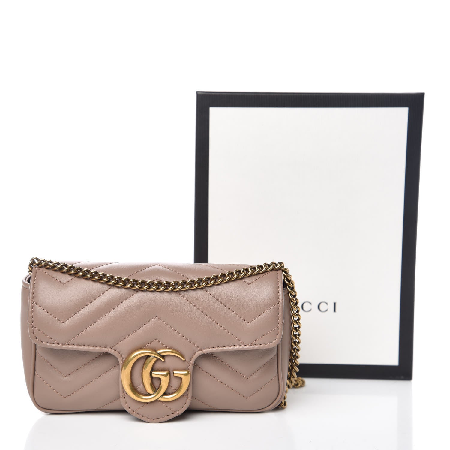 Gucci Calfskin Matelasse Super Mini GG Marmont Shoulder Bag Porcelain Rose 12 of 12