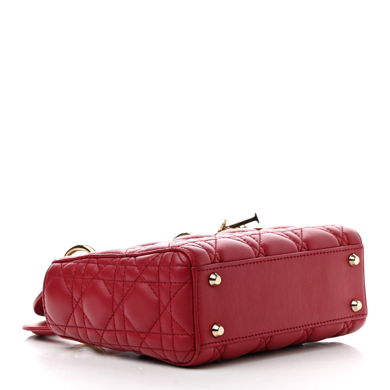 Christian Dior Lambskin Cannage Mini Lady Dior Burgundy 4 of 15