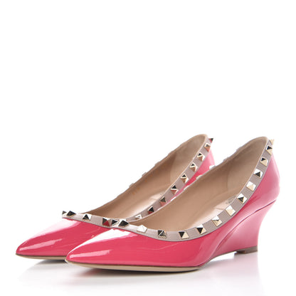 Valentino Garavani Patent Rockstud 70mm Wedges 38 Bouganville Poudre 3 of 12