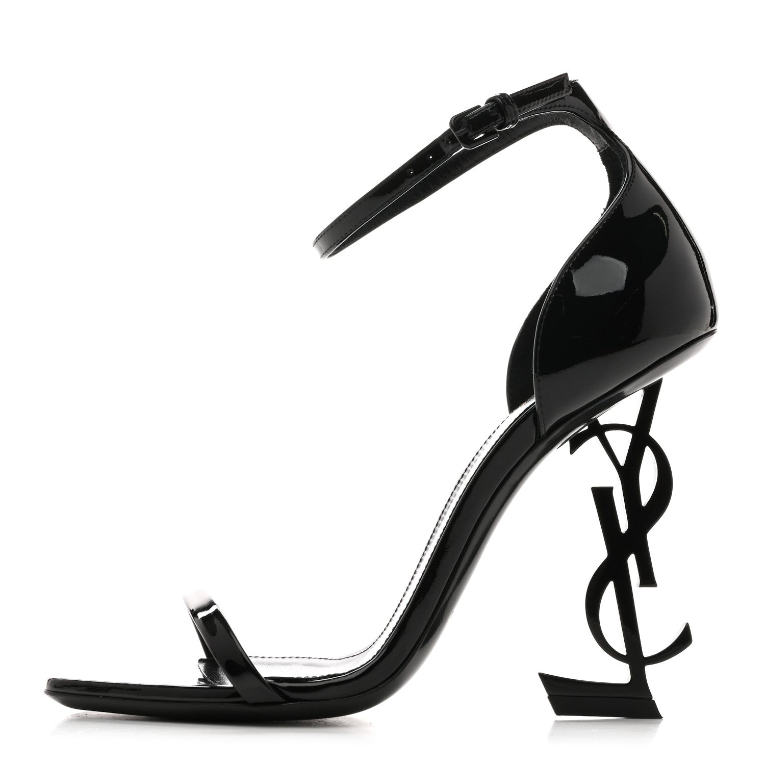 Saint Laurent Patent Calfskin Opyum 110 Sandals 35.5 Black 1 of 10
