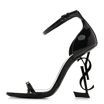 Saint Laurent Patent Calfskin Opyum 110 Sandals 35.5 Black 1 of 10