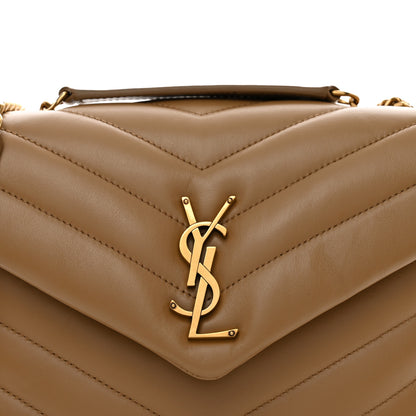 Saint Laurent Calfskin Y Quilted Monogram Small Loulou Chain Satchel Dark Beige 5 of 10