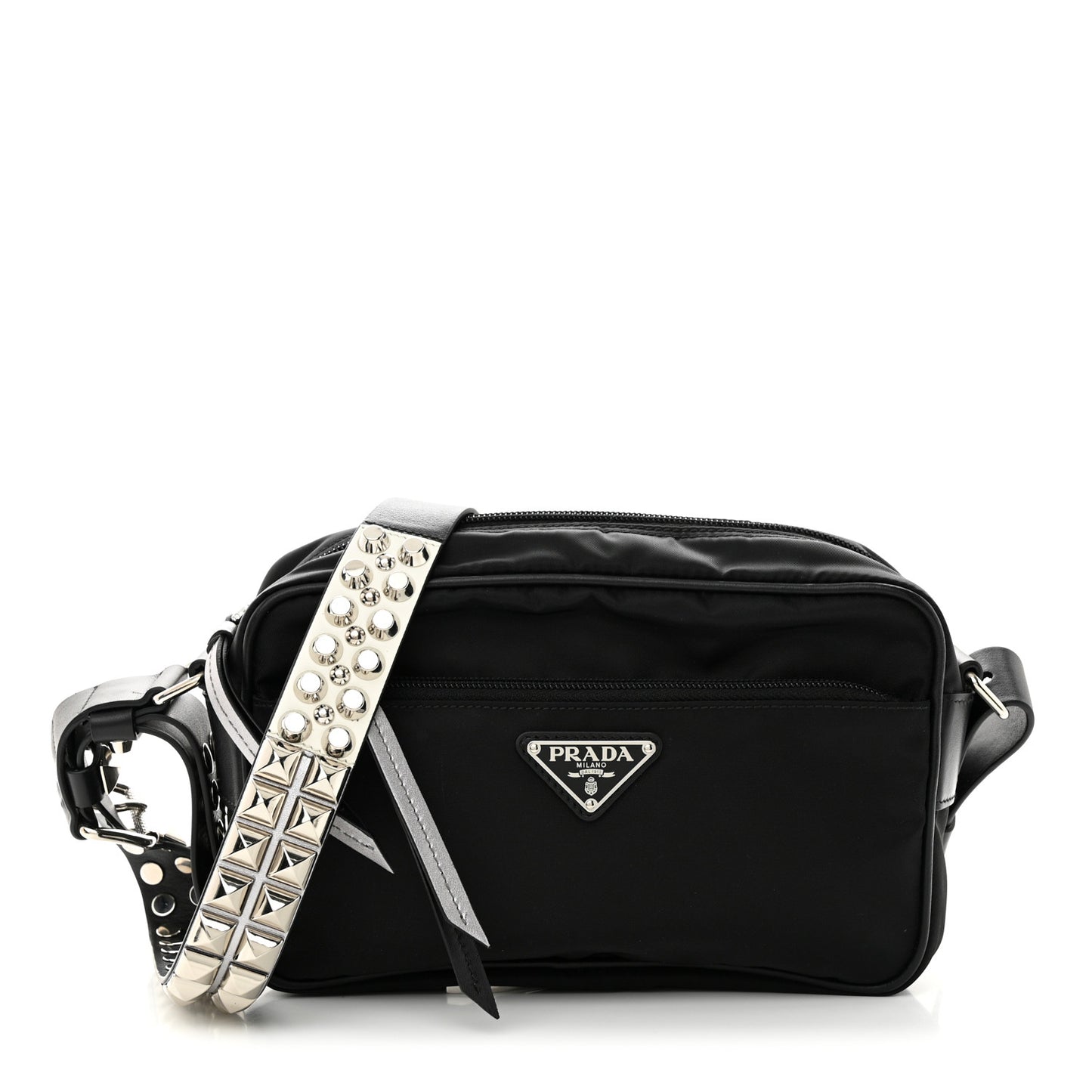 Tessuto Nylon Studded New Vela Shoulder Bag Black Cromo