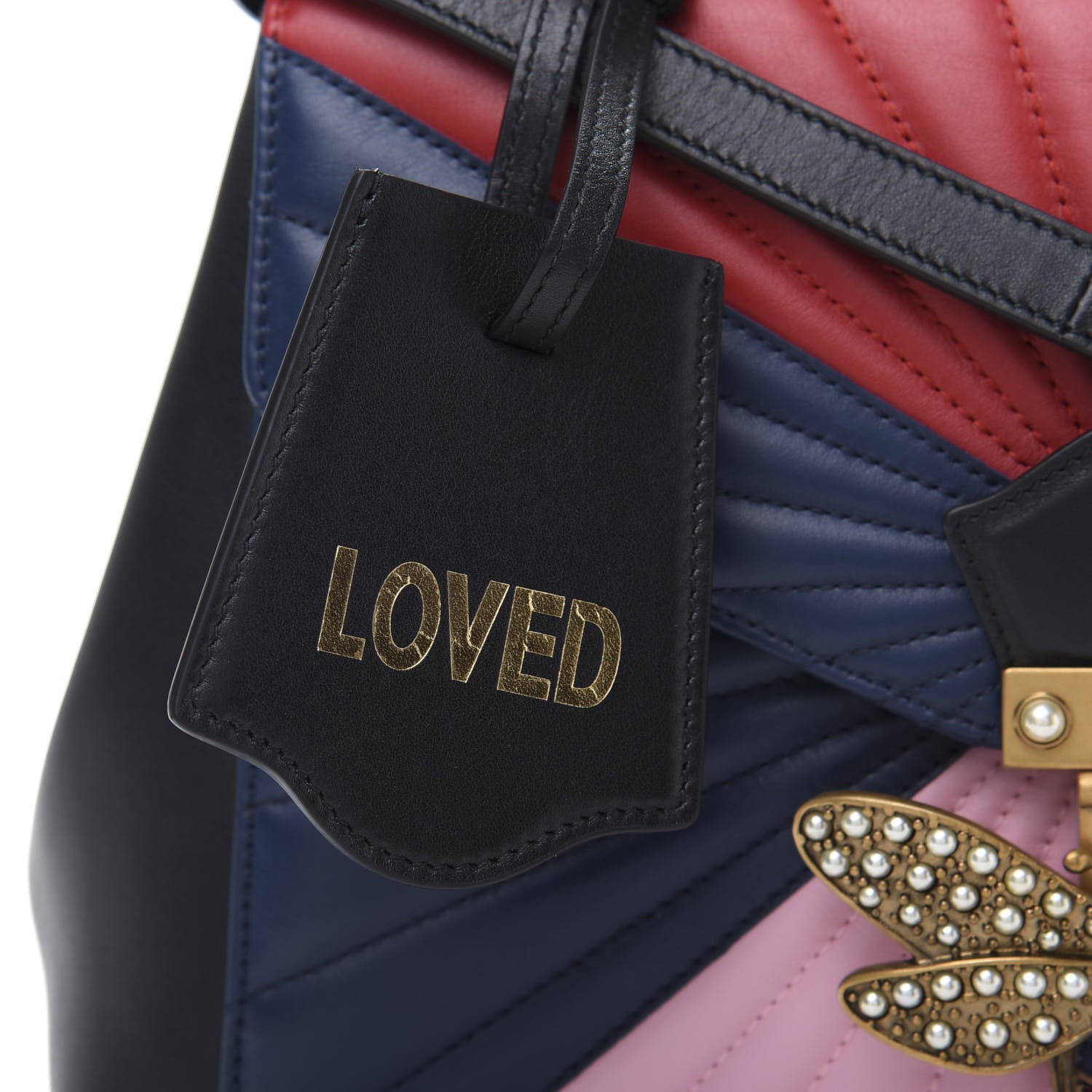 Gucci Calfskin Bamboo Trapuntata Queen Margaret Top Handle Bag Blue Agata Hibiscus Red Mystic White Sugar Pink 13 of 13
