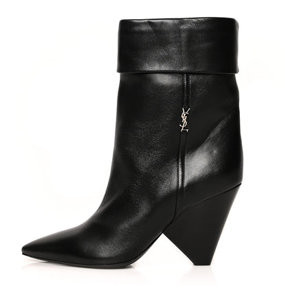 Saint Laurent Lambskin Liz 85 Wedge Booties 39 Black 1 of 8