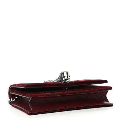 Saint Laurent Velvet Crystal Monogram Kate Tassel Shoulder Bag Burgundy 4 of 8