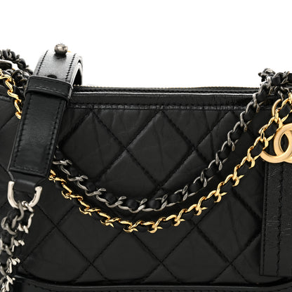 Chanel Aged Calfskin Quilted Small Gabrielle Hobo Black 8 of 13
