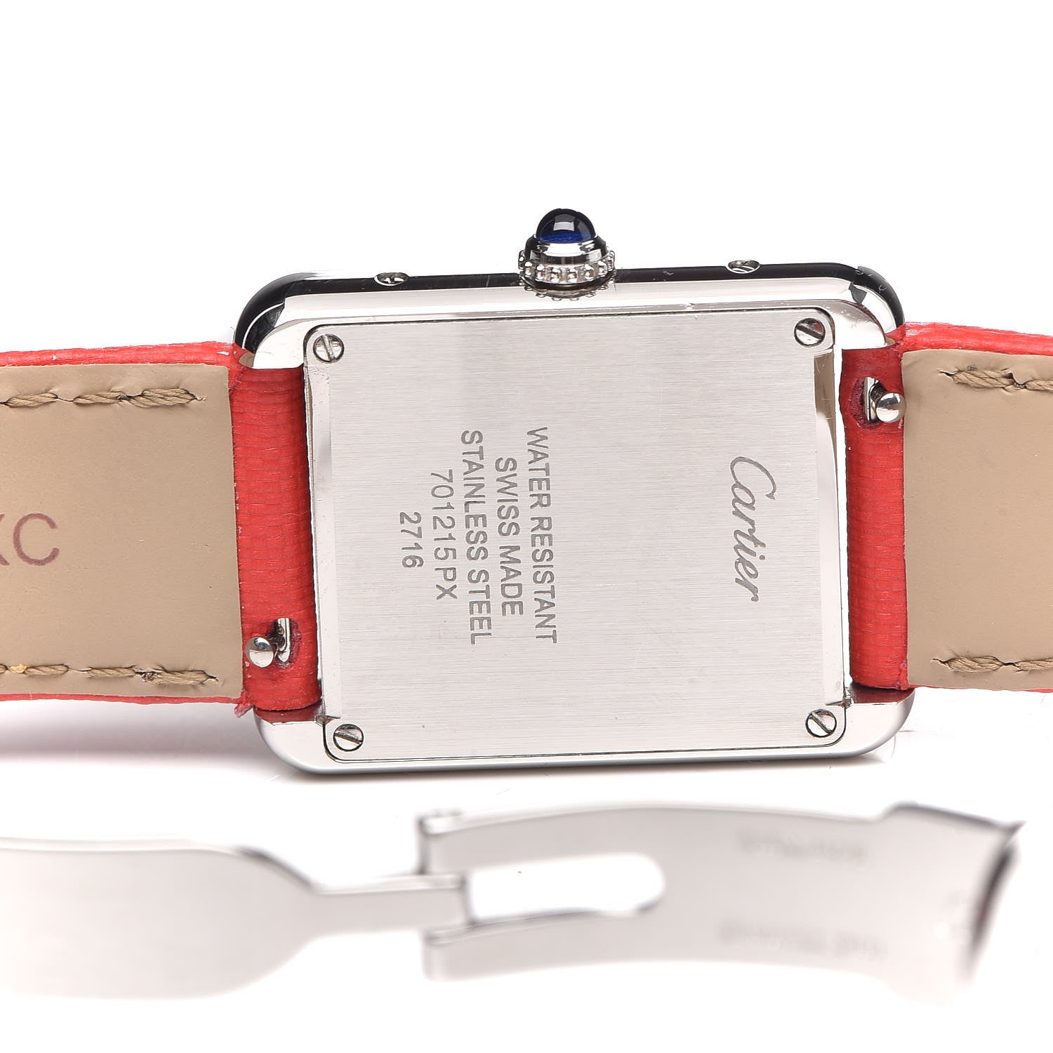 Cartier Stainless Steel Calfskin 24mm Tank Solo Quartz Watch Red 5 of 9