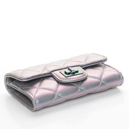 Chanel Iridescent Lambskin Quilted Reissue Flap Card Holder Light Purple 4 of 9