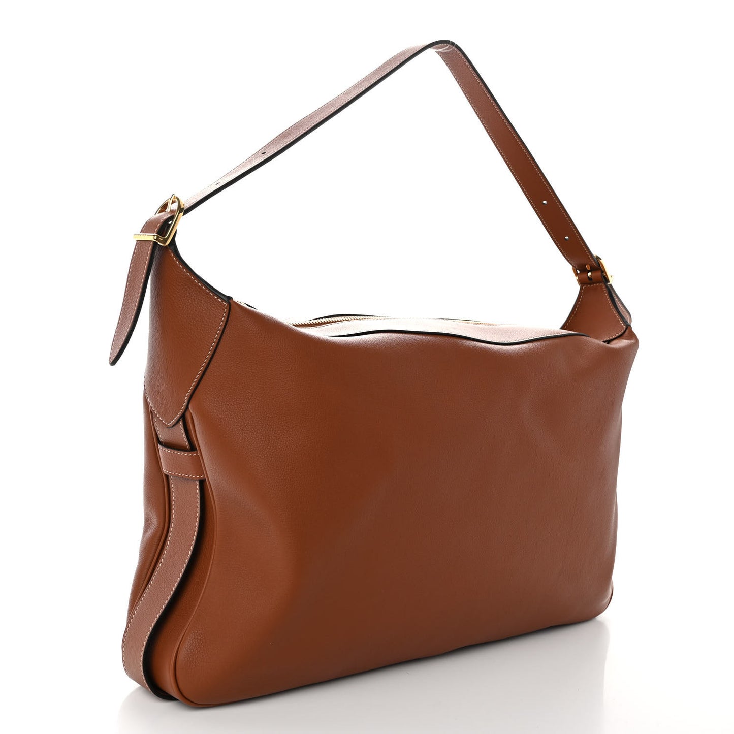 Supple Calfskin Large Romy Shoulder Bag Tan