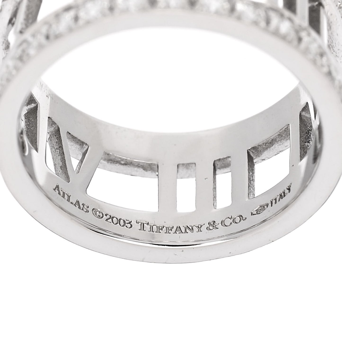 18K White Gold Diamond Wide Atlas Open Ring 50 5.5