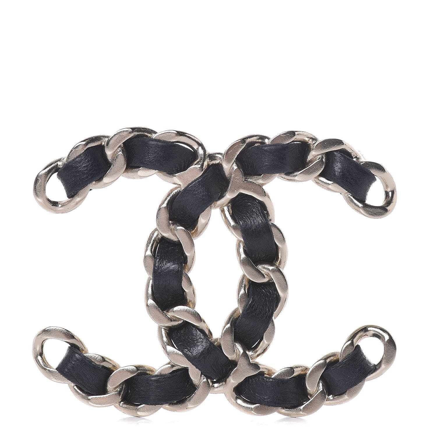 Chanel Lambskin Chain CC Brooch Black Gold 1 of 5