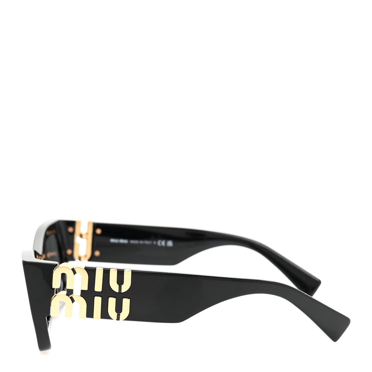 ? Miu Miu SMU 09W Black/White Sunglasses | Iconic Gold Logo Accents Miu-Miu MU 09WS 1AB5S0 Sunglasses - US main image 3