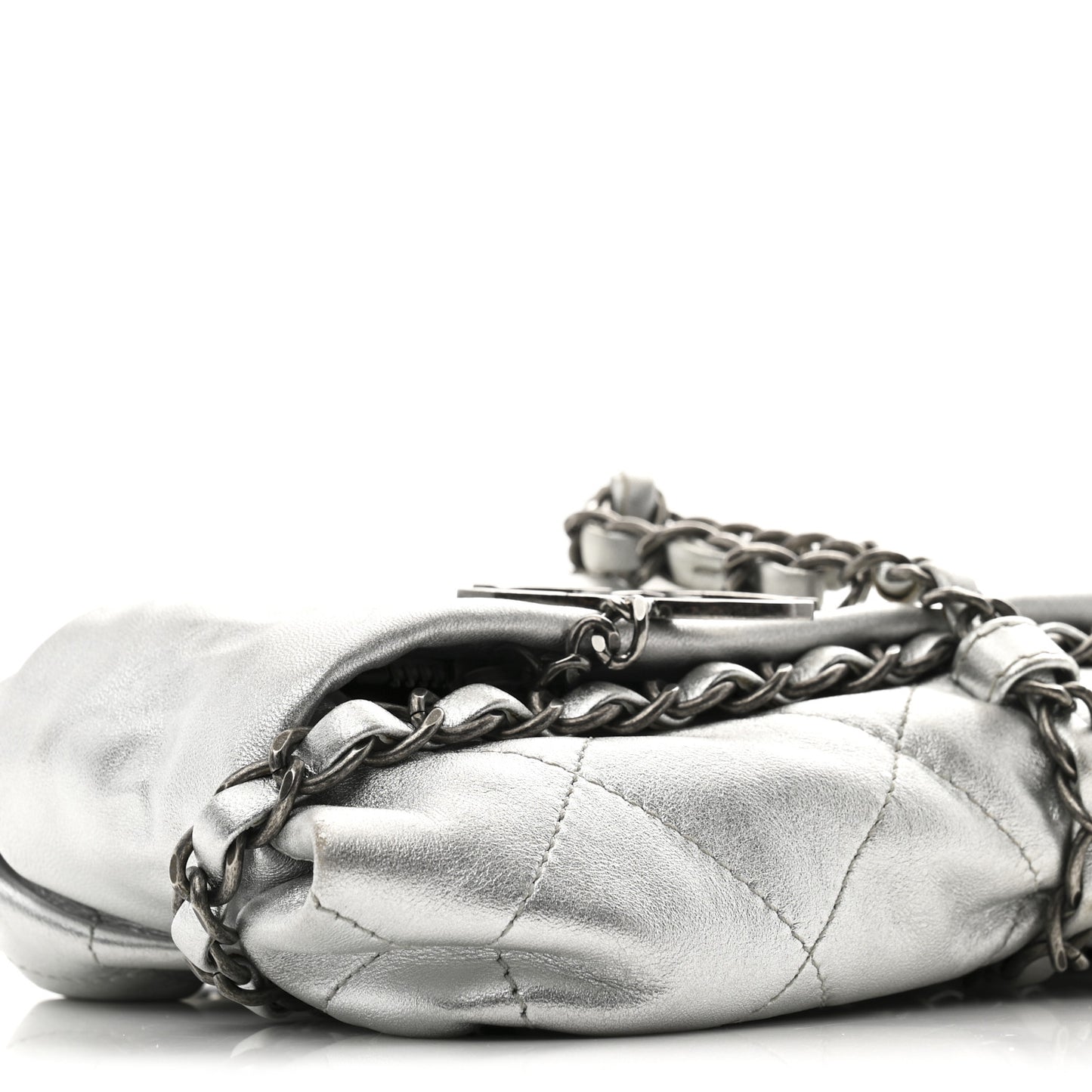 Metallic Calfskin Quilted Baluchon Silver