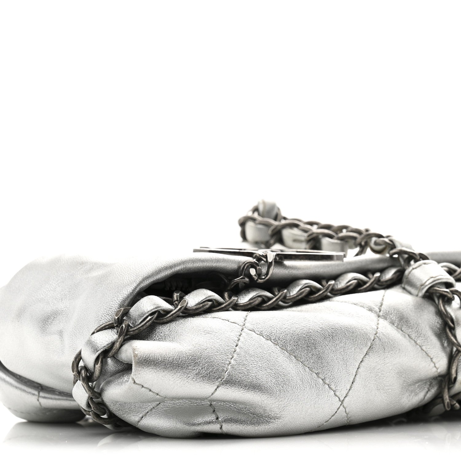 Chanel Metallic Calfskin Quilted Baluchon Silver 9 of 11