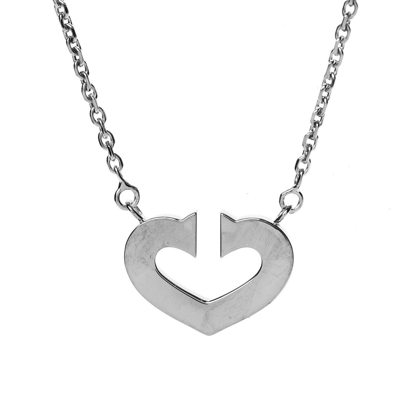 18K White Gold Medium Hearts and Symbols Necklace