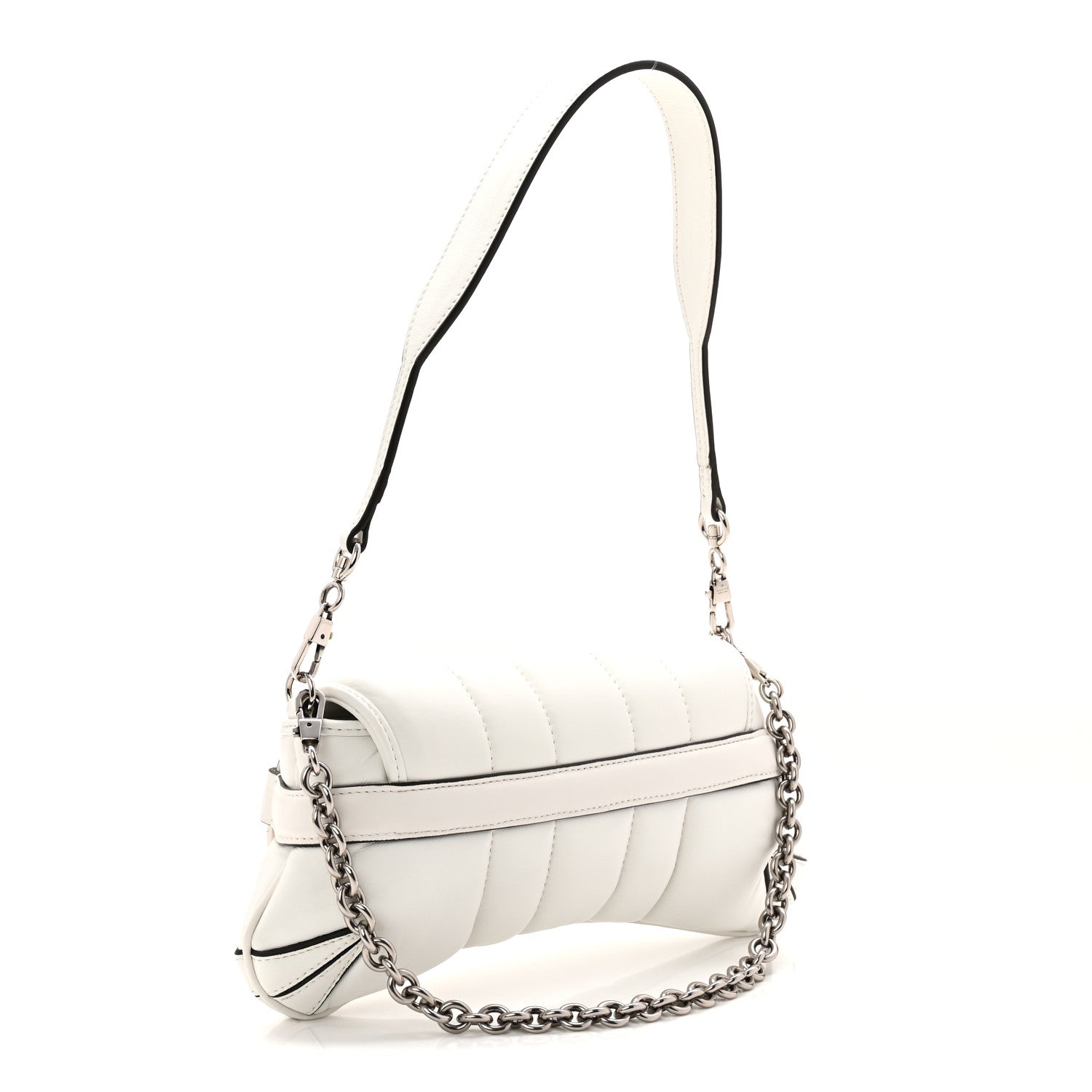 Gucci Nappa Vertical Matelasse Small Maxi Horsebit Chain Shoulder Bag Great White 4 of 22