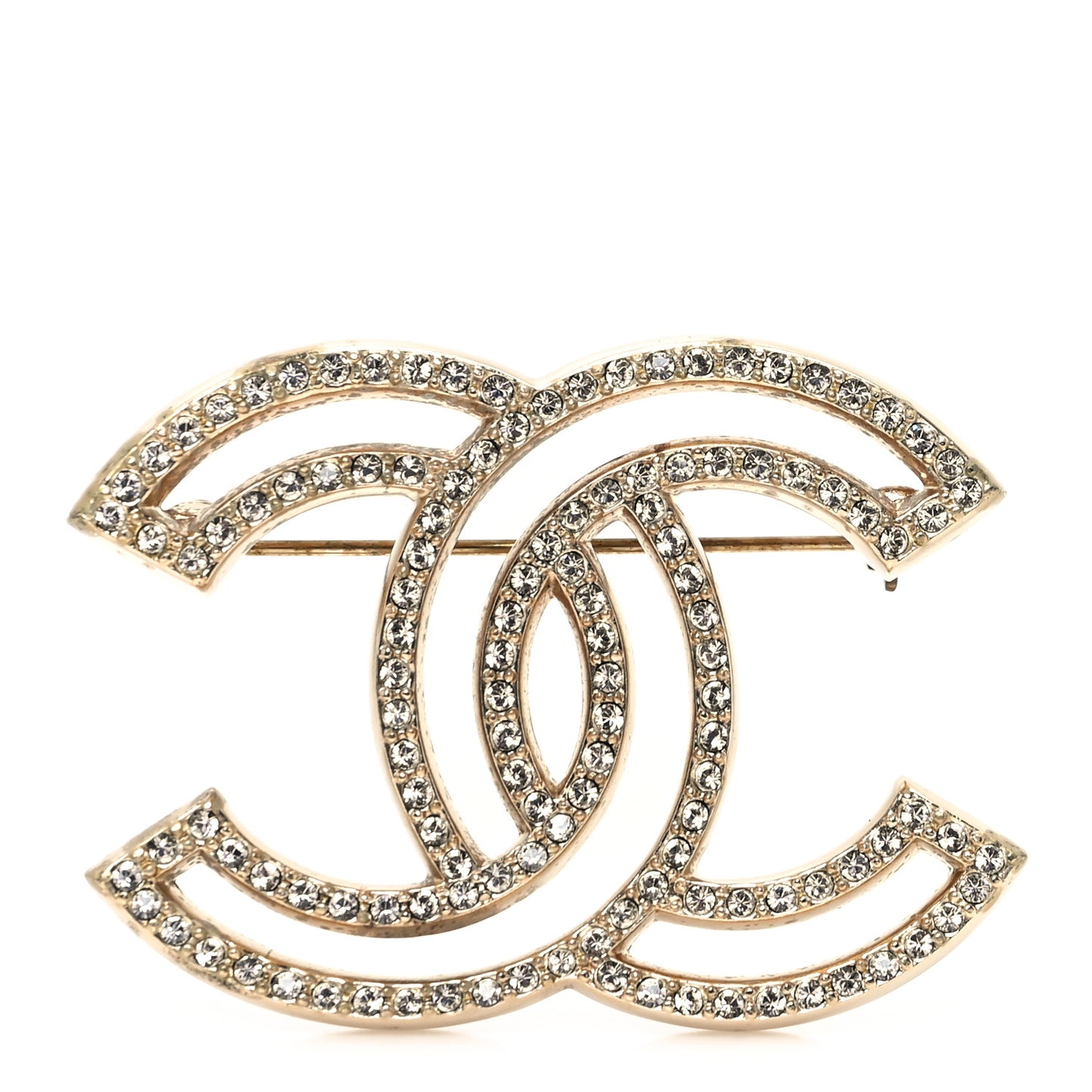 Crystal CC Brooch Light Gold