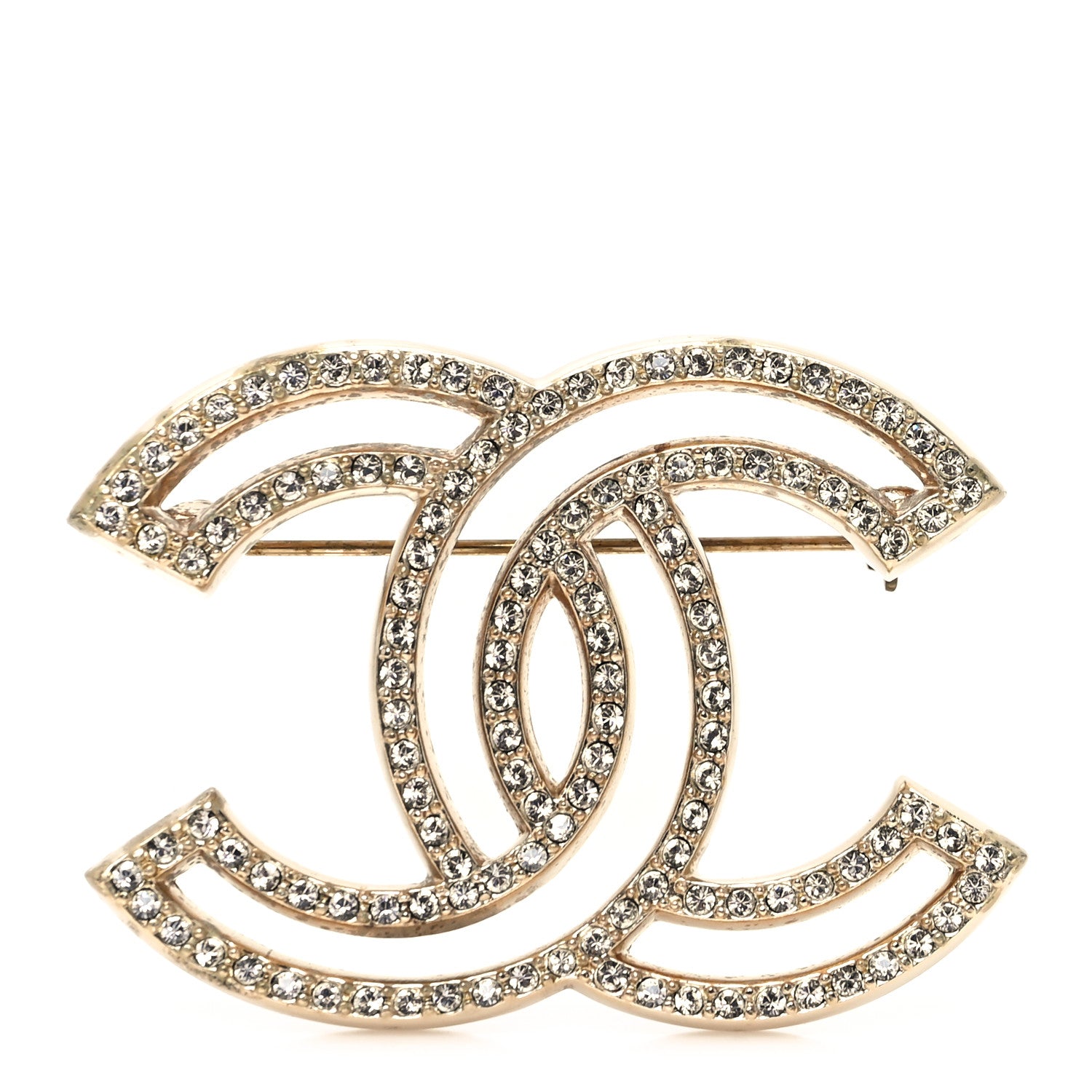 Chanel Crystal CC Brooch Light Gold 1 of 4