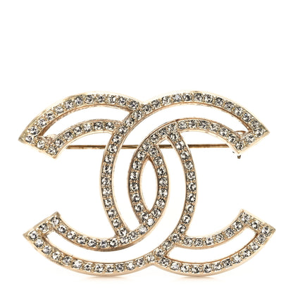 Chanel Crystal CC Brooch Light Gold 1 of 4