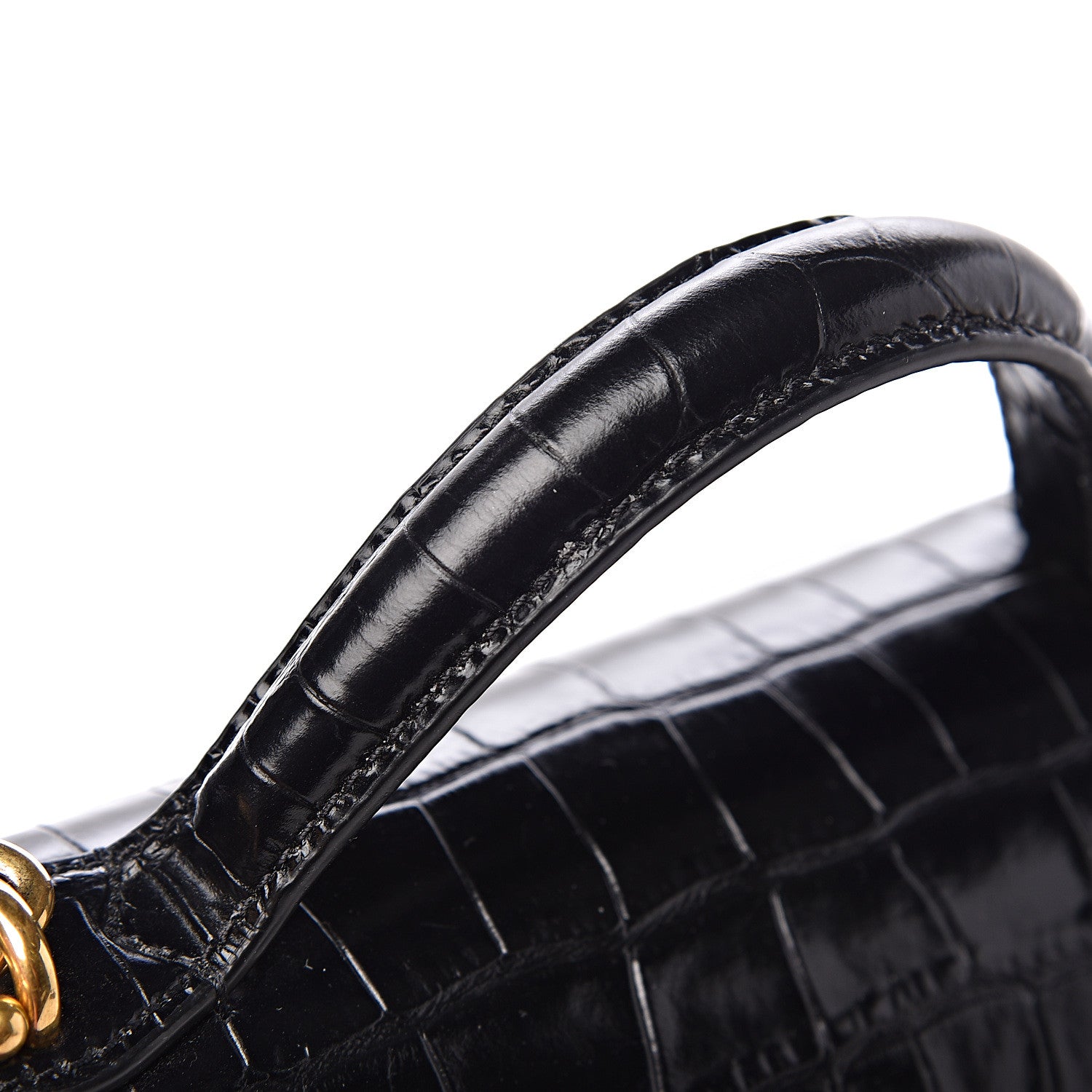 Mulberry Calfskin Crocodile Embossed Mini Seaton Black 15 of 20