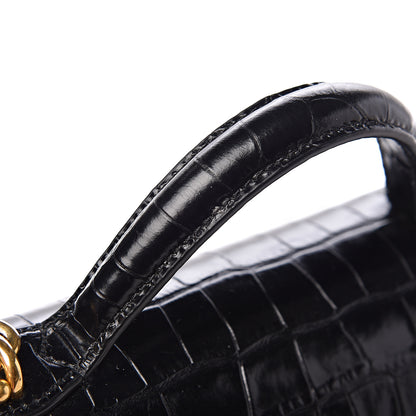 Mulberry Calfskin Crocodile Embossed Mini Seaton Black 15 of 20