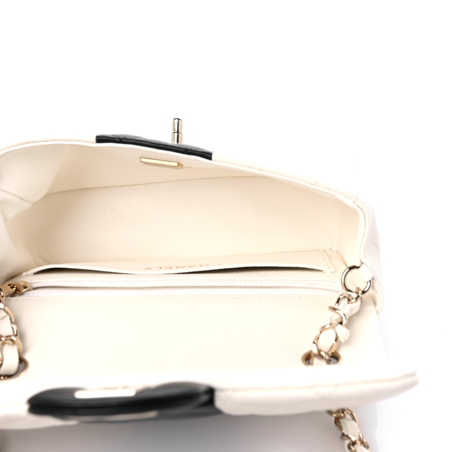 Chanel Lambskin Quilted Mini Rectangular Flap White Black 5 of 11