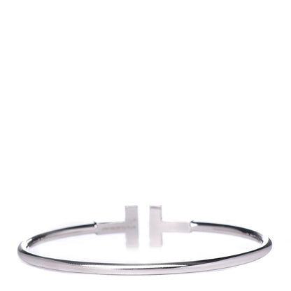 Tiffany 18K White Gold Diamond T Wire Bracelet 3 of 5