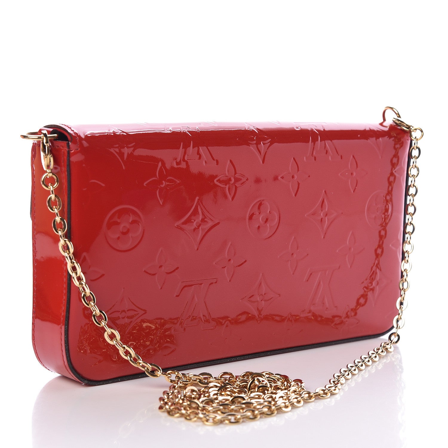 Louis Vuitton Vernis Felicie Pochette Chain Wallet Cherry 3 of 11