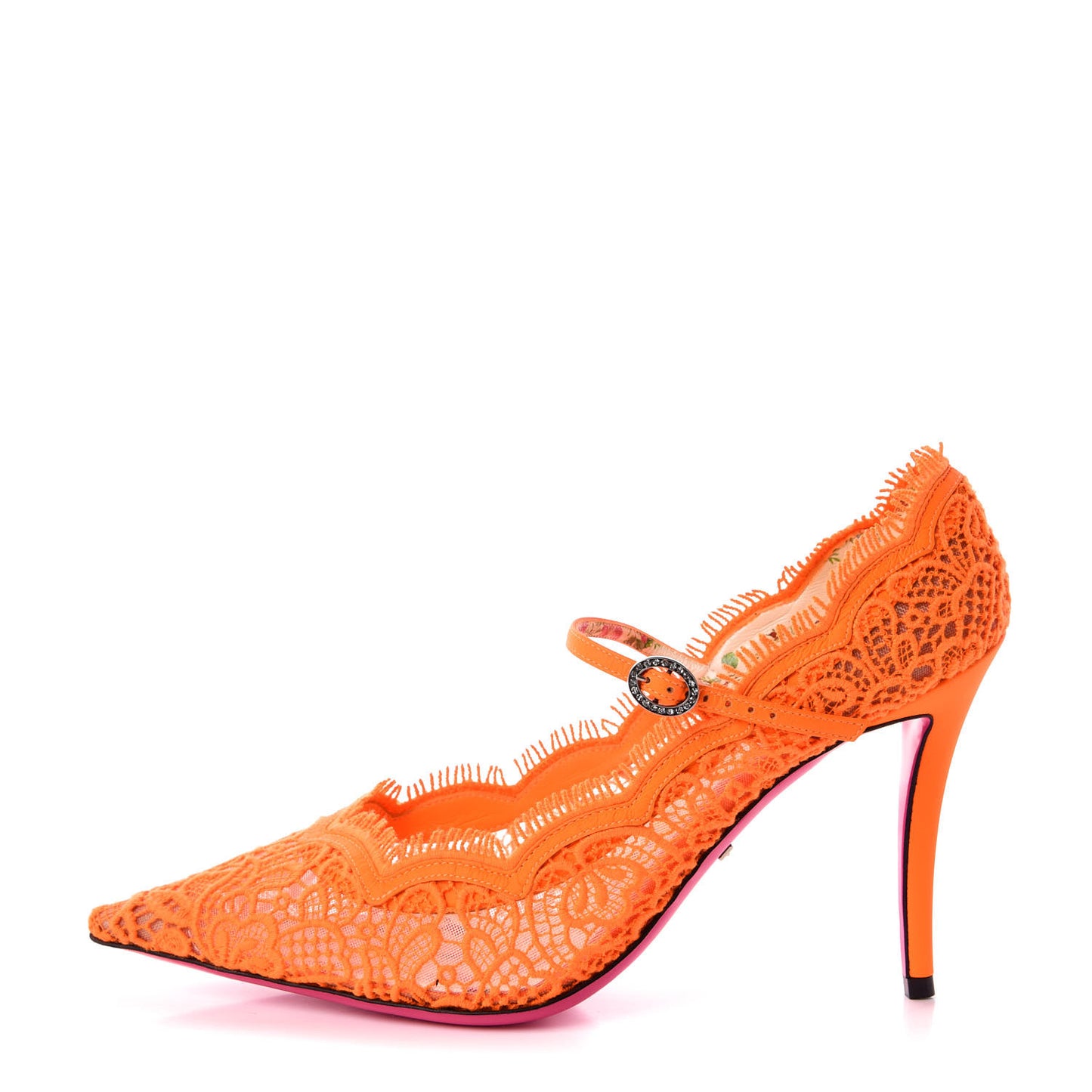 Lace Pizzo Venice Pumps 40 Orange Fluo